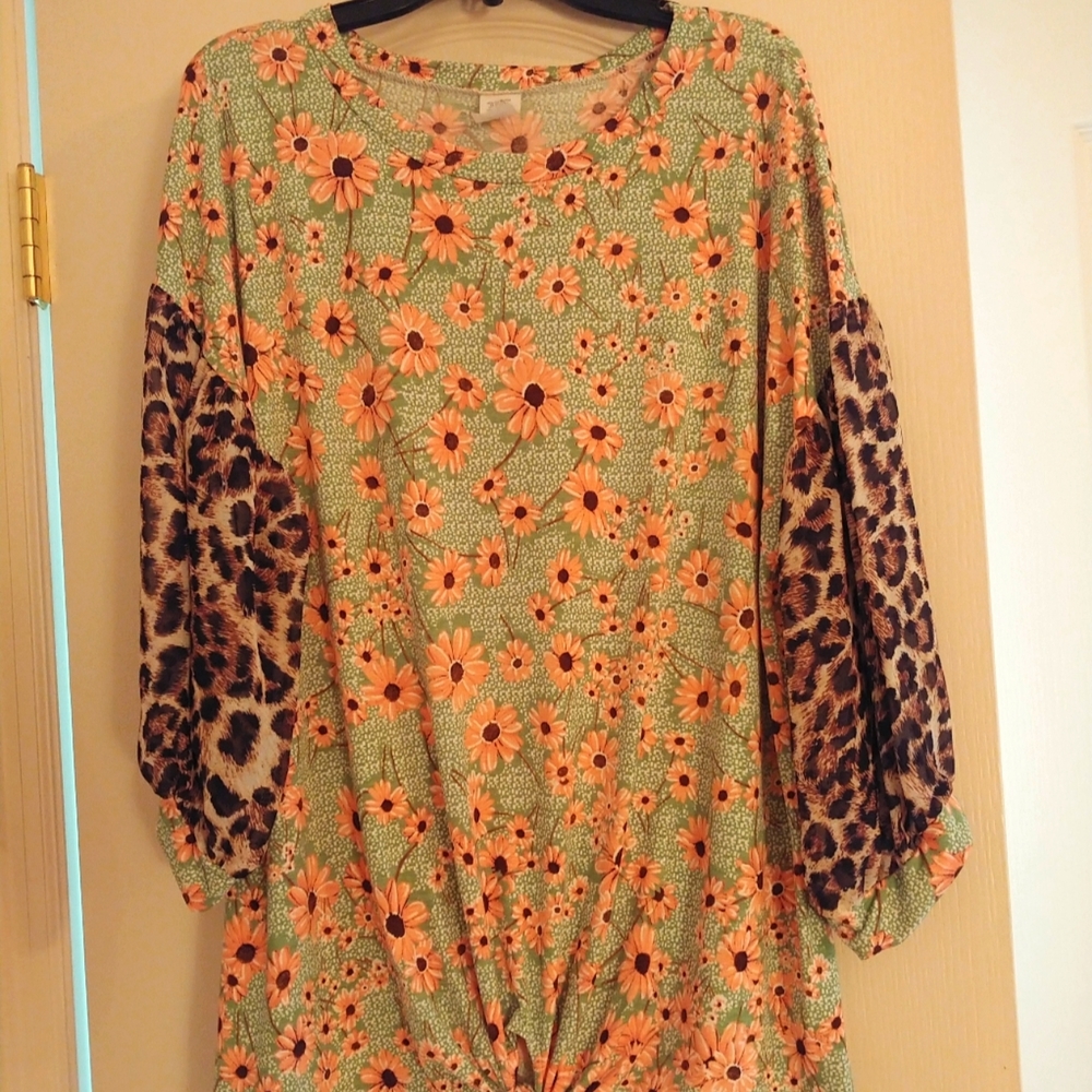 SELF brand floral and animal print blouse